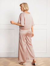 Miaspire 2pcs/Set Women's Summer Solid V-Neck Ruffle Sleeve Blouse And Wide Leg Pants Set